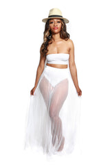 TULLE BAE/ BANDEAU TOP TULLE SKIRT SET- White - Royale Girl Boutique