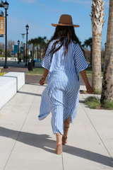 ALL STRIPED OUT SHIRT DRESS (Blue) - Royale Girl Boutique