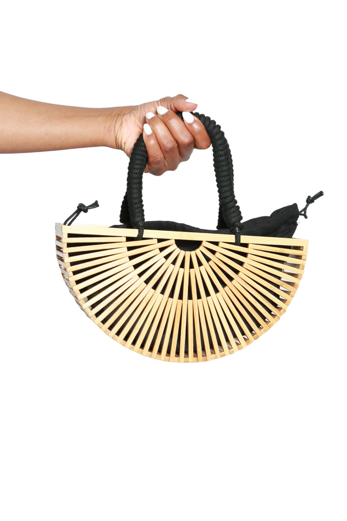 VACAY-WOOD PURSE WITH BLACK STRAP - Royale Girl Boutique